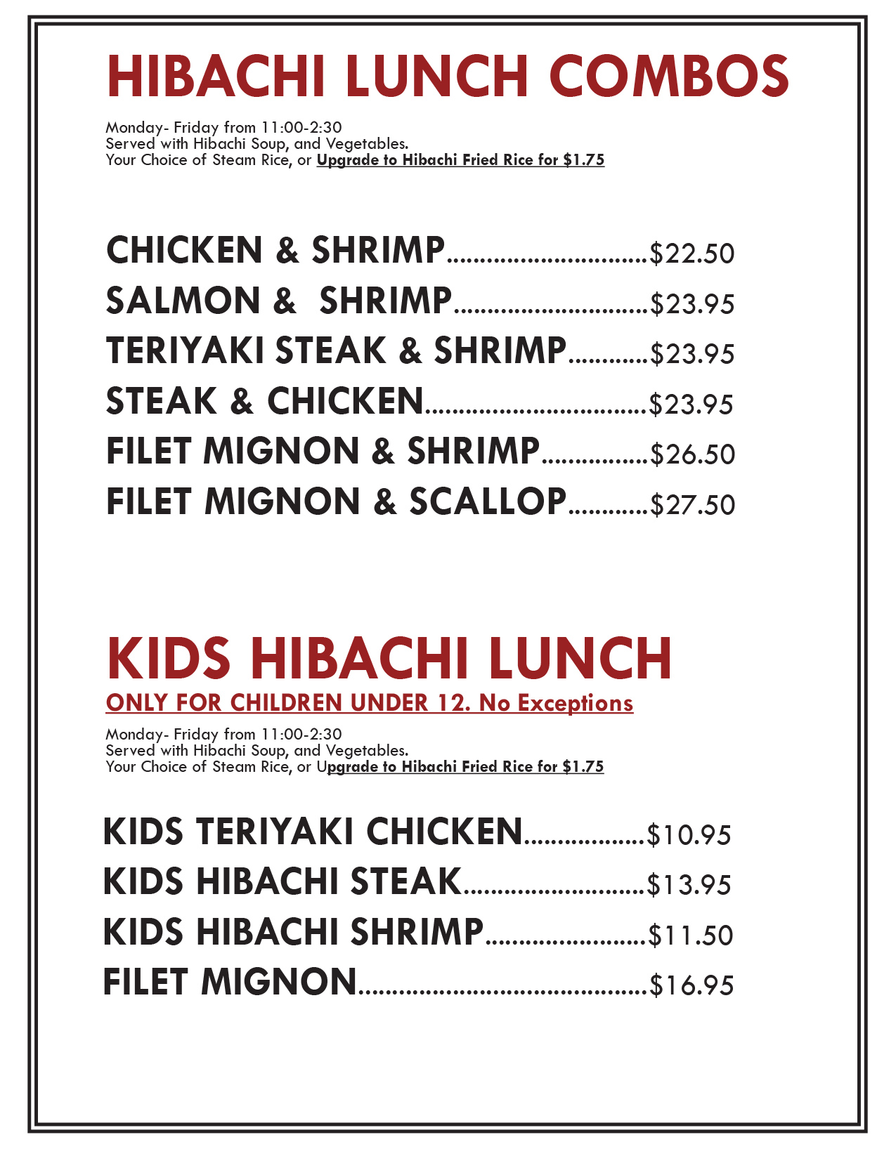 Lunch Hibachi