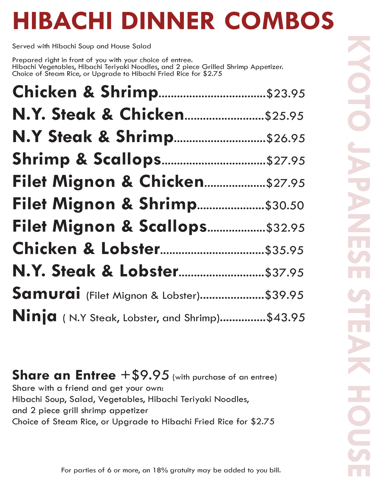 Kyoto Japanese Steak House in Rockwall Dinner Hibachi